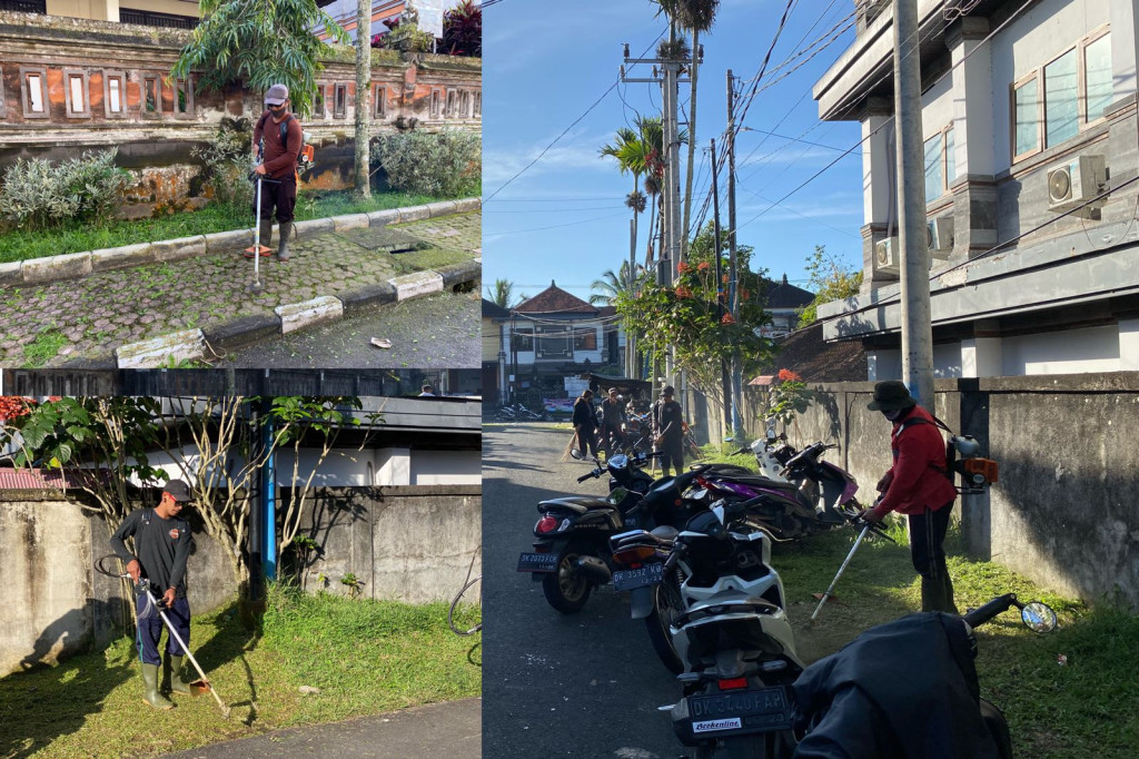 Giat Tenaga Kebersihan Lingkungan Desa Petang , Membersihkan Area Lingkungan Jalan Desa Petang